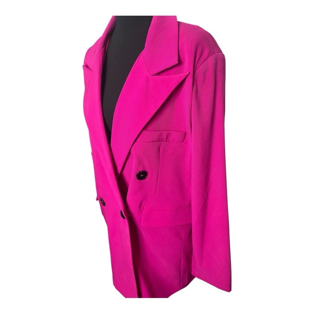White Birch Black Label Pink Chic Double Breasted Preppy Oversized Blazer Size L - Picture 3 of 11